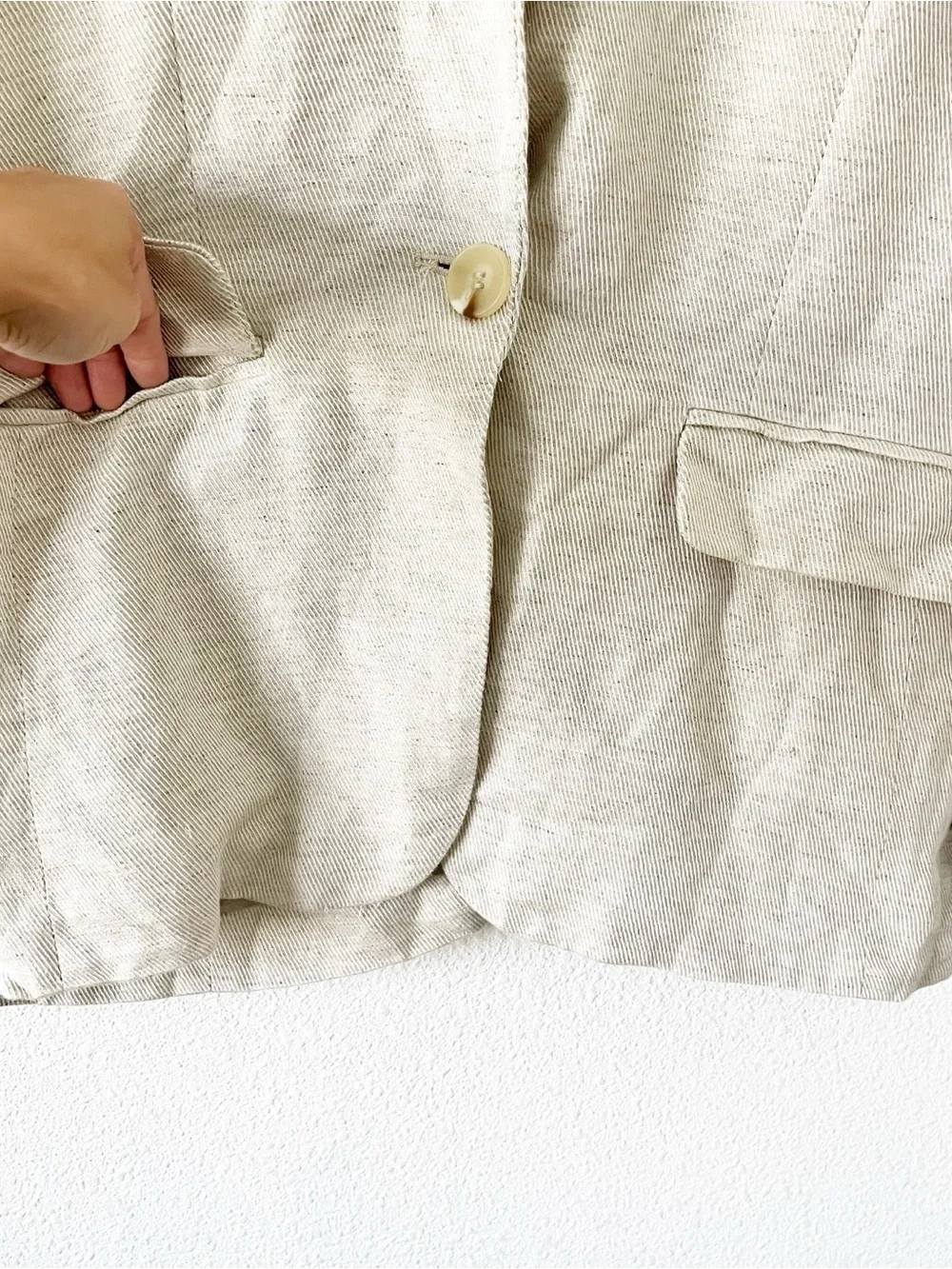 Free People Linen Blend Oversized Cream Boho Chic Minimalist Jacket Blazer